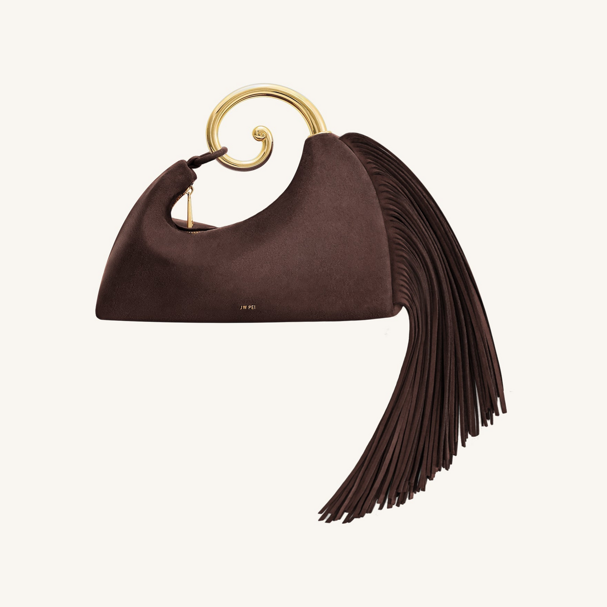 Nell Fringe Hardware Top Handle Bag - Deep Brown