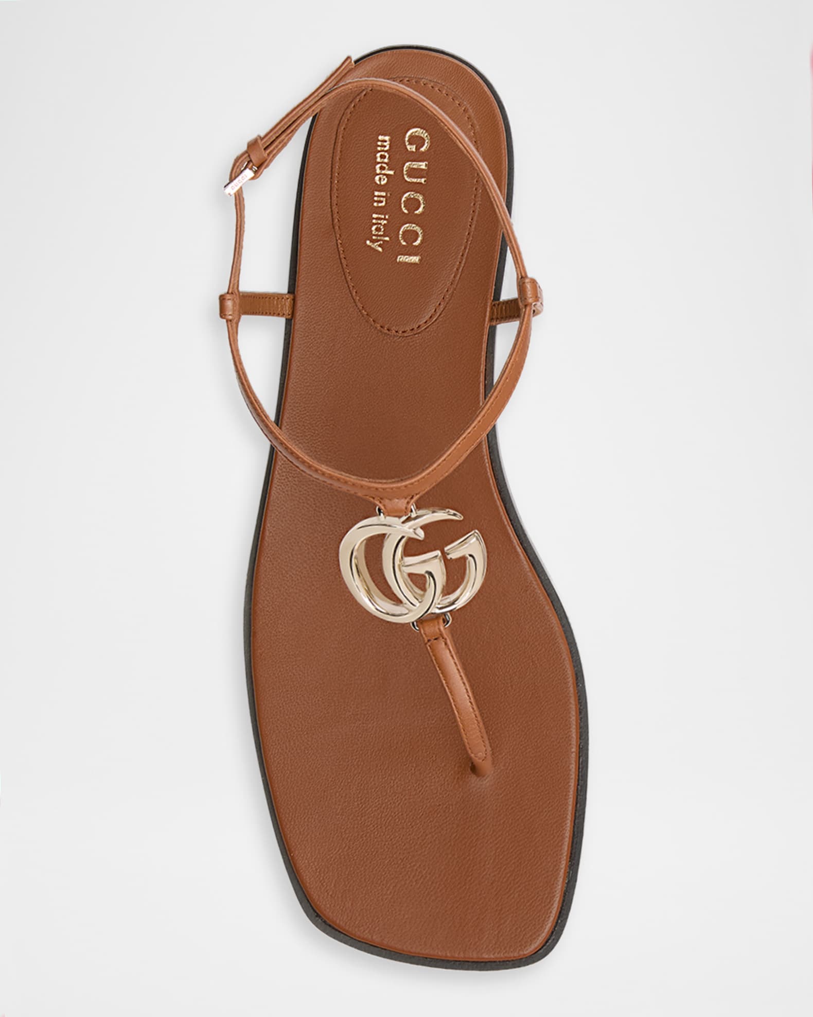GG Marmont Leather Thong Sandals