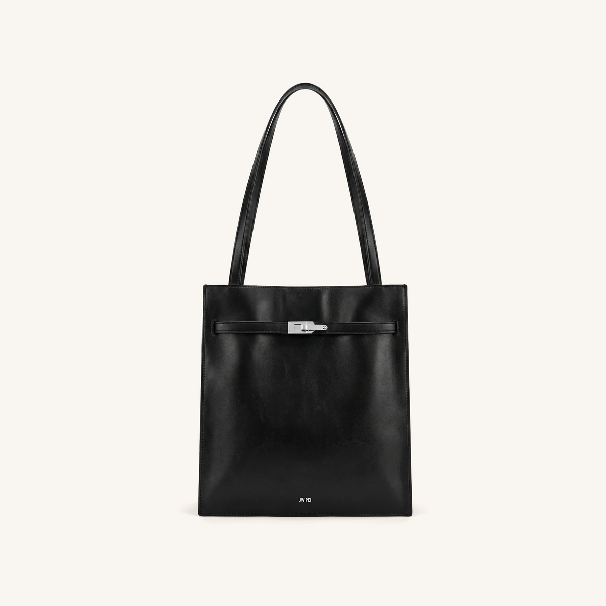 Noelle Belted Tote Bag - Black