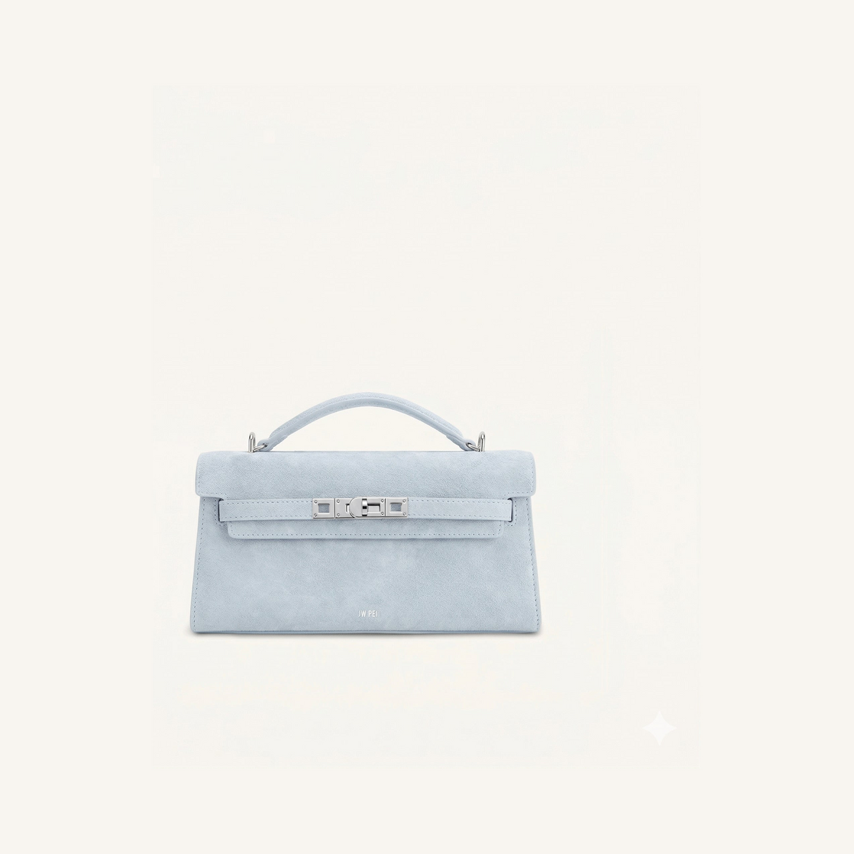 Noor Faux Suede Top Handle Bag - Blue