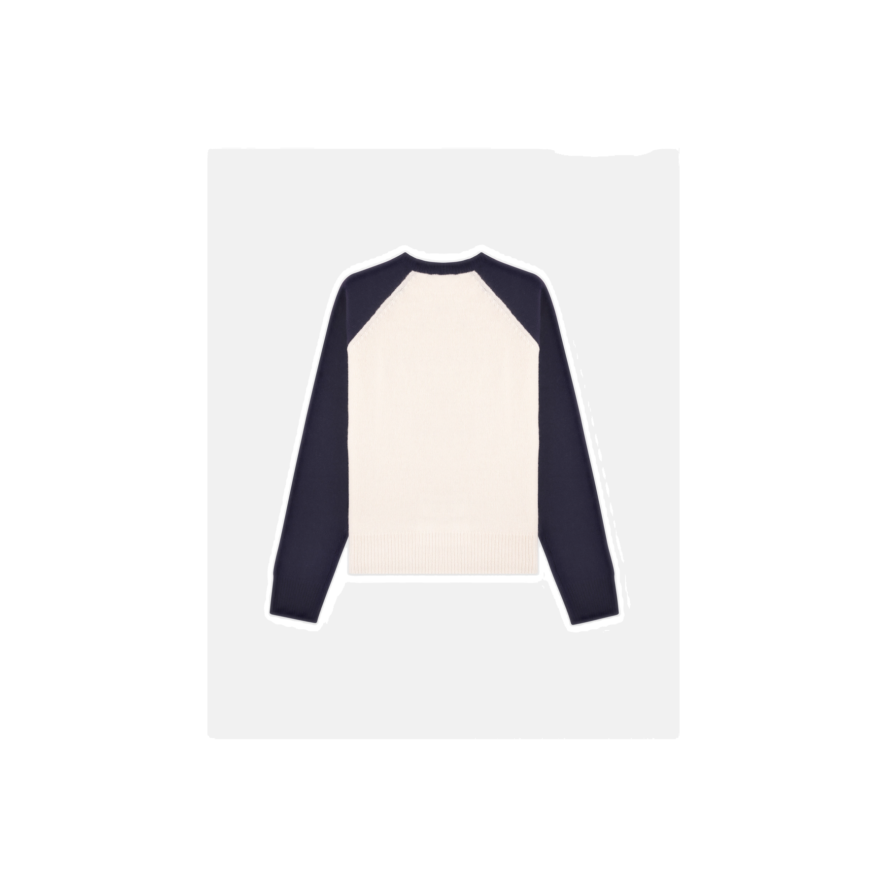 NY Crest Cashmere Baseball Sweater - Ecru/Navy