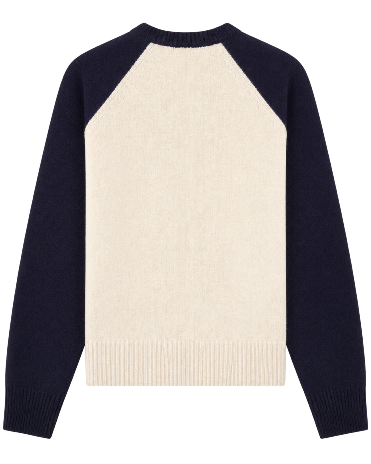 NY Crest Cashmere Baseball Sweater - Ecru/Navy