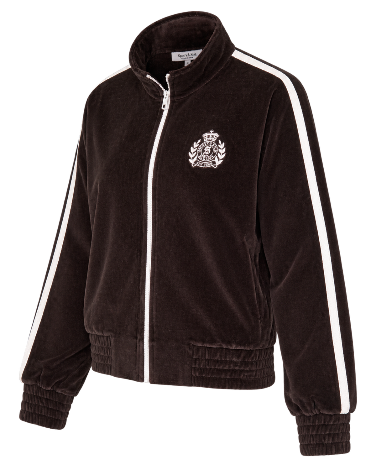 NY Crest Elio Velour Track Jacket - Chocolate
