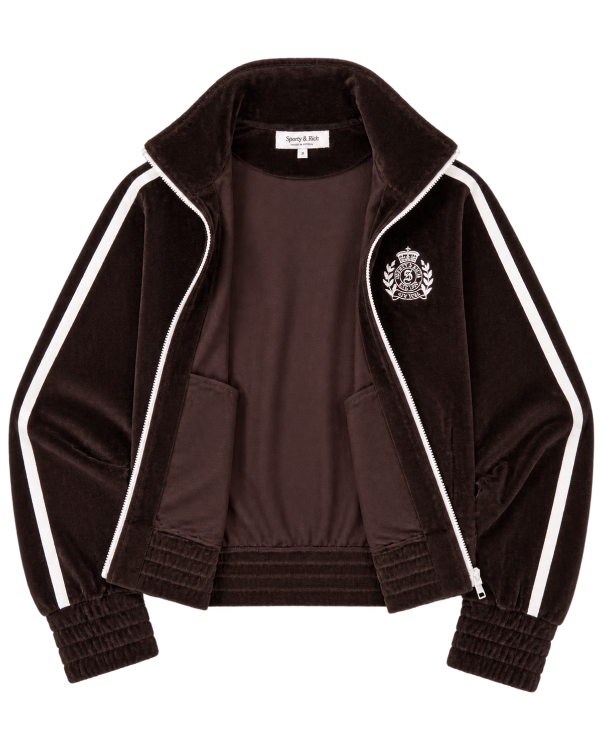 NY Crest Elio Velour Track Jacket - Chocolate