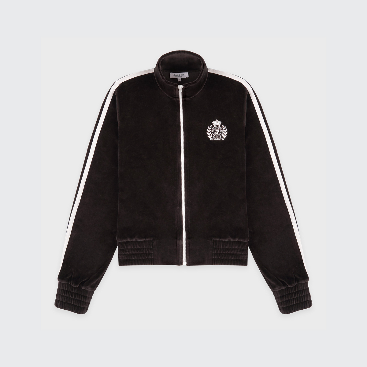 NY Crest Elio Velour Track Jacket - Chocolate