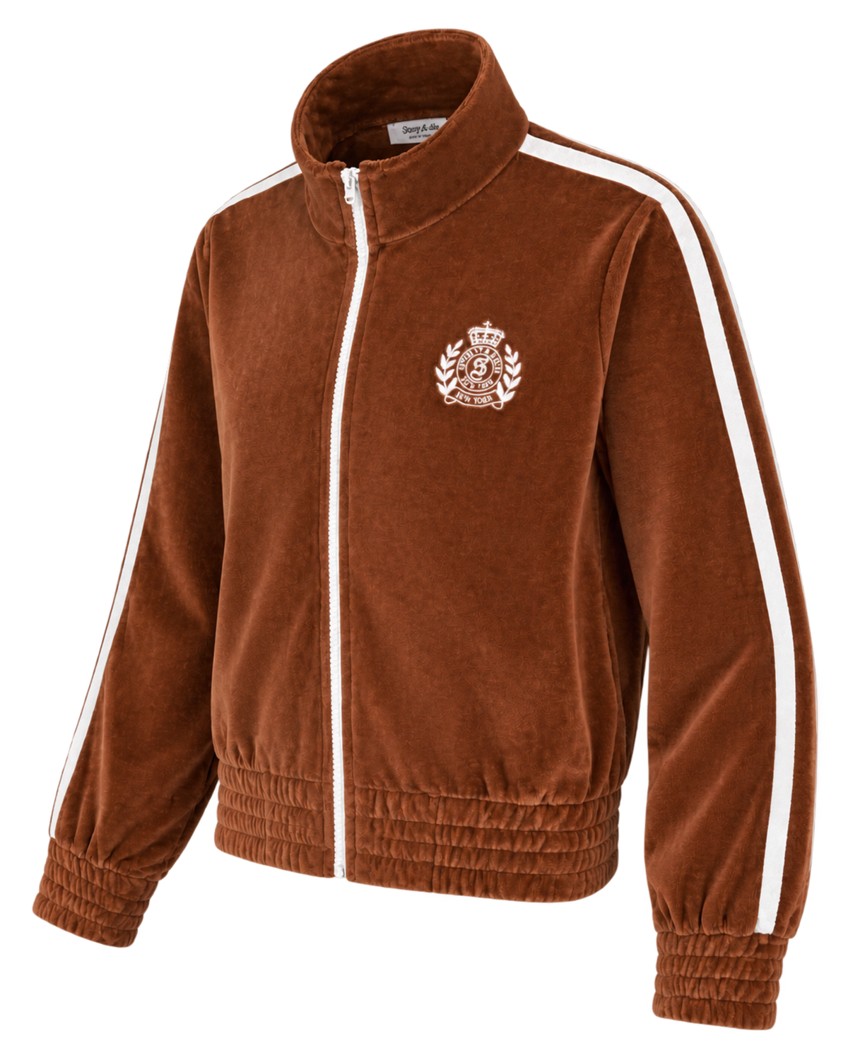 NY Crest Elio Velour Track Jacket - Tobacco