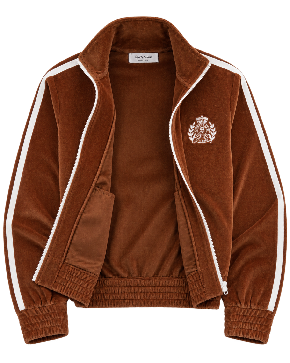 NY Crest Elio Velour Track Jacket - Tobacco