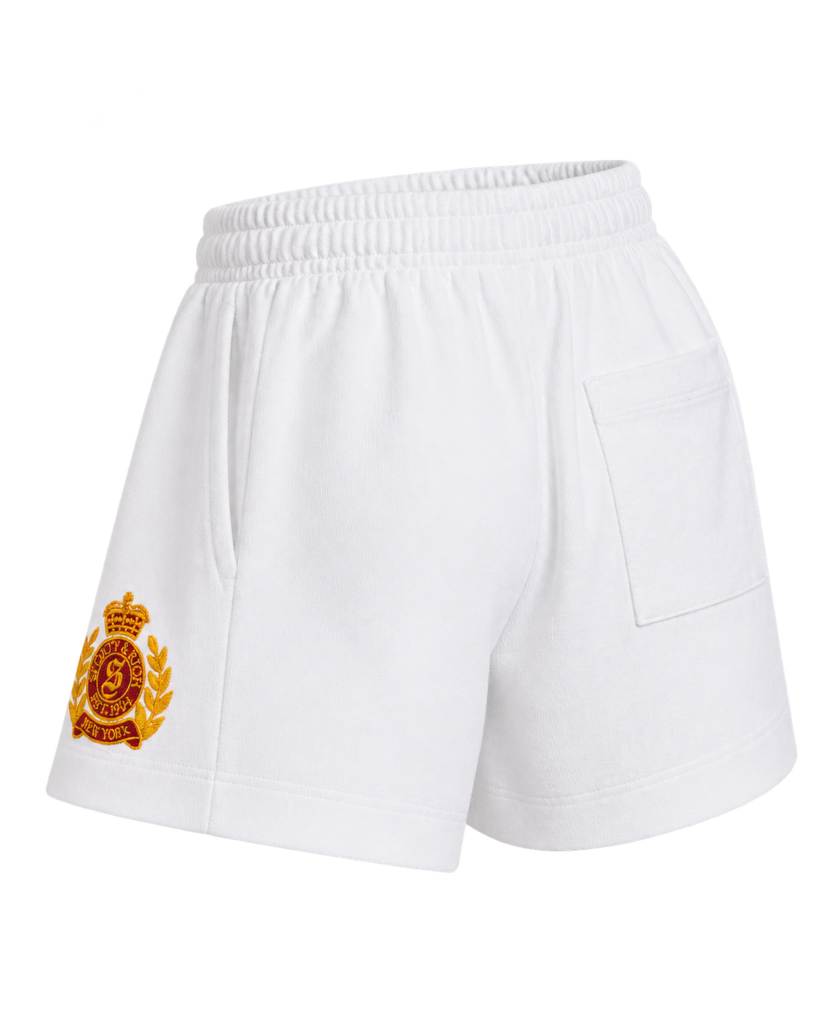 NY Crest Embroidered Disco Short - White