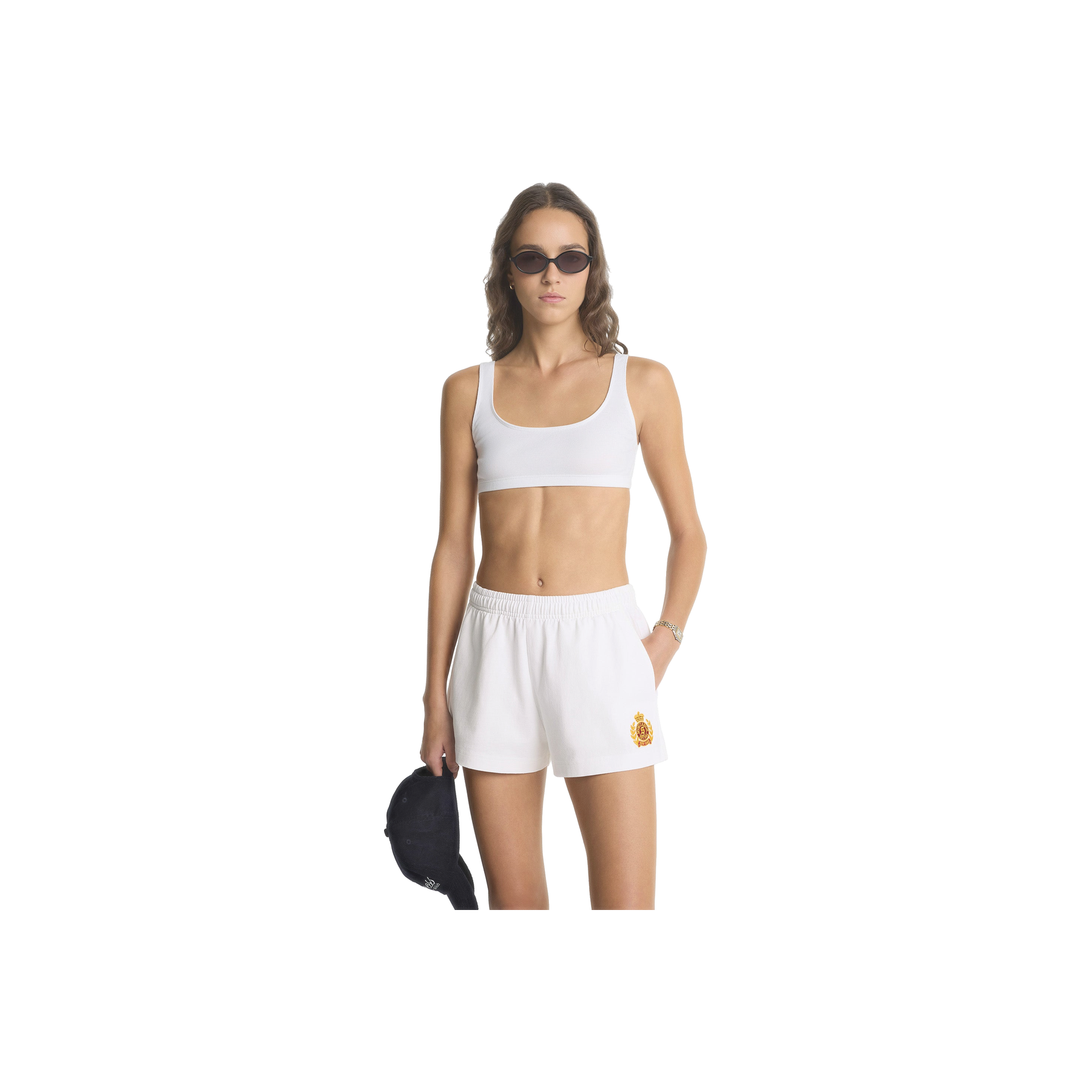 NY Crest Embroidered Disco Short - White