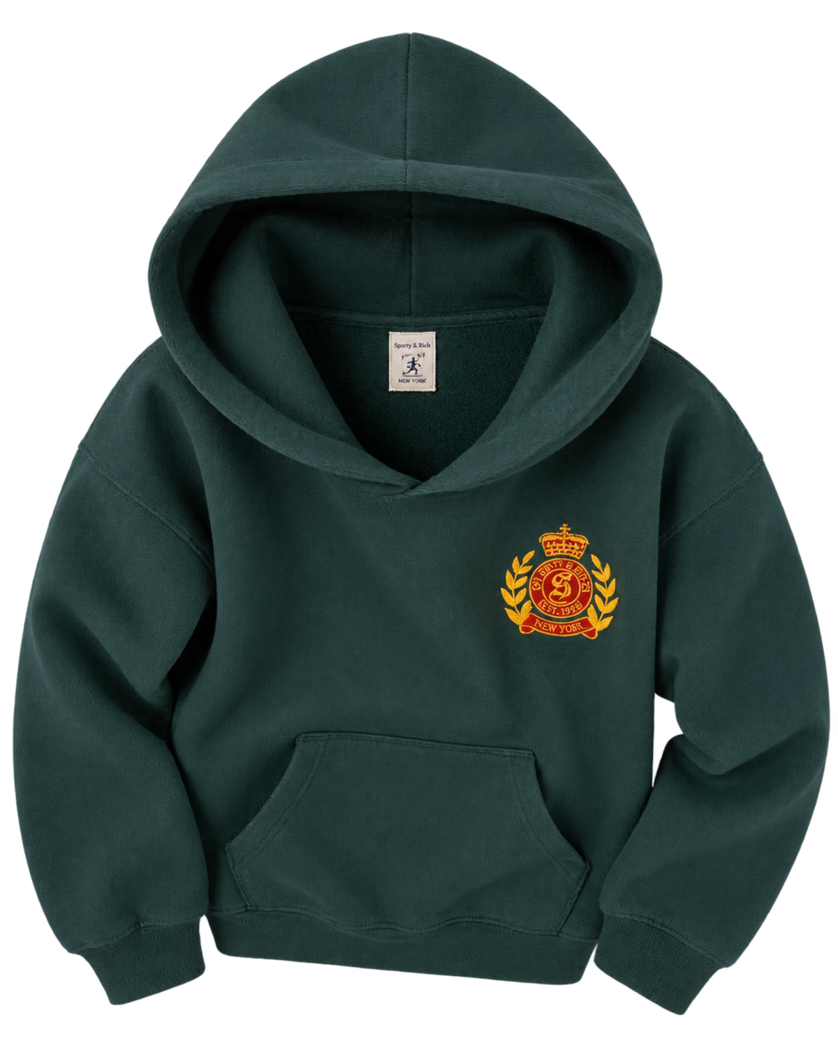 NY Crest Embroidered Hoodie - Forest