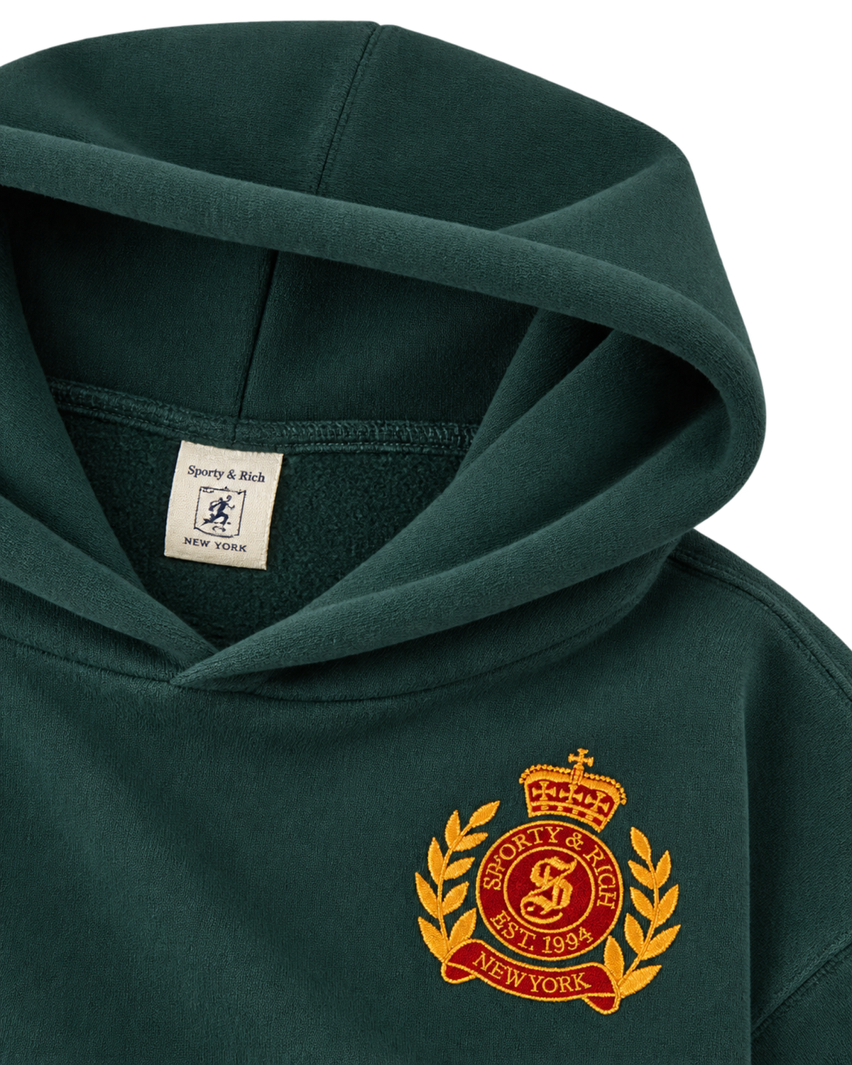 NY Crest Embroidered Hoodie - Forest