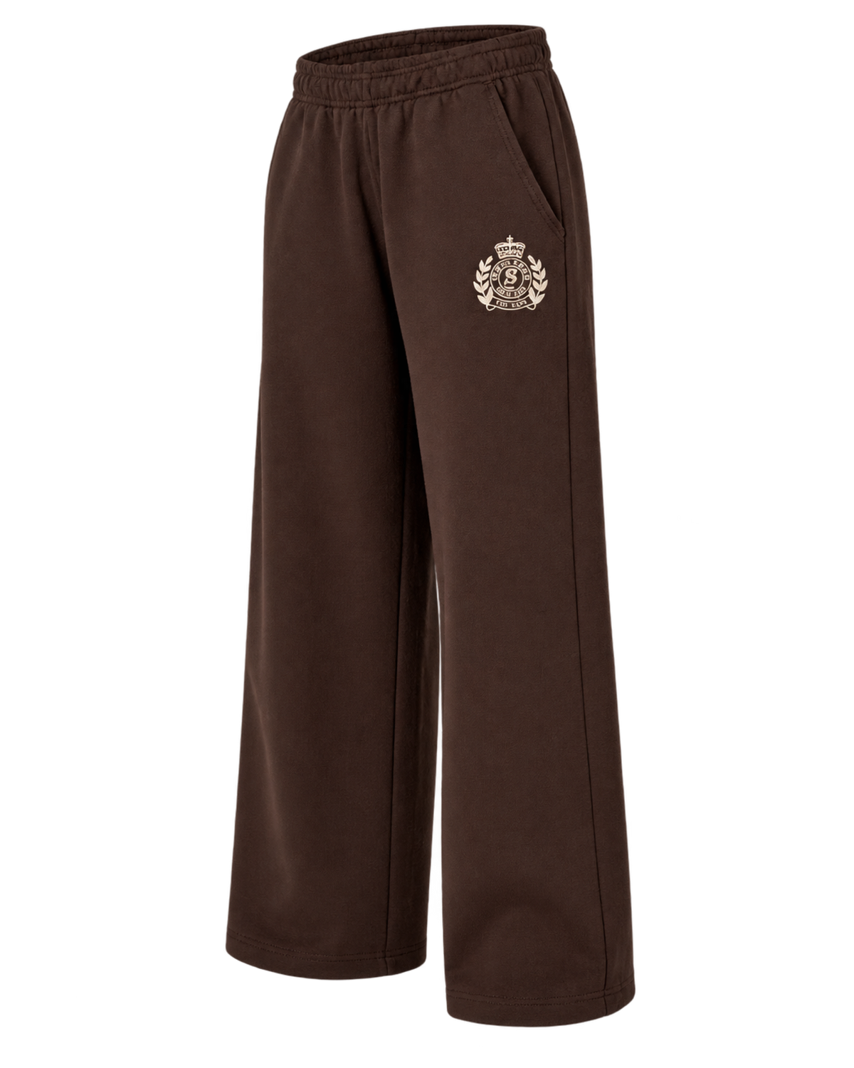 NY Crest Embroidered Wide Sweatpant - Chocolate