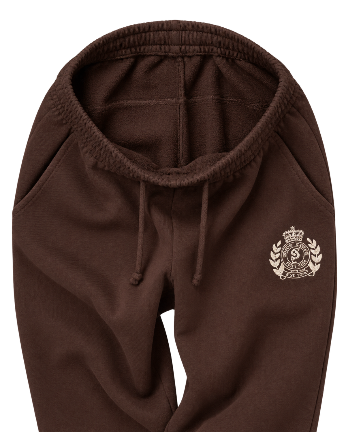 NY Crest Embroidered Wide Sweatpant - Chocolate