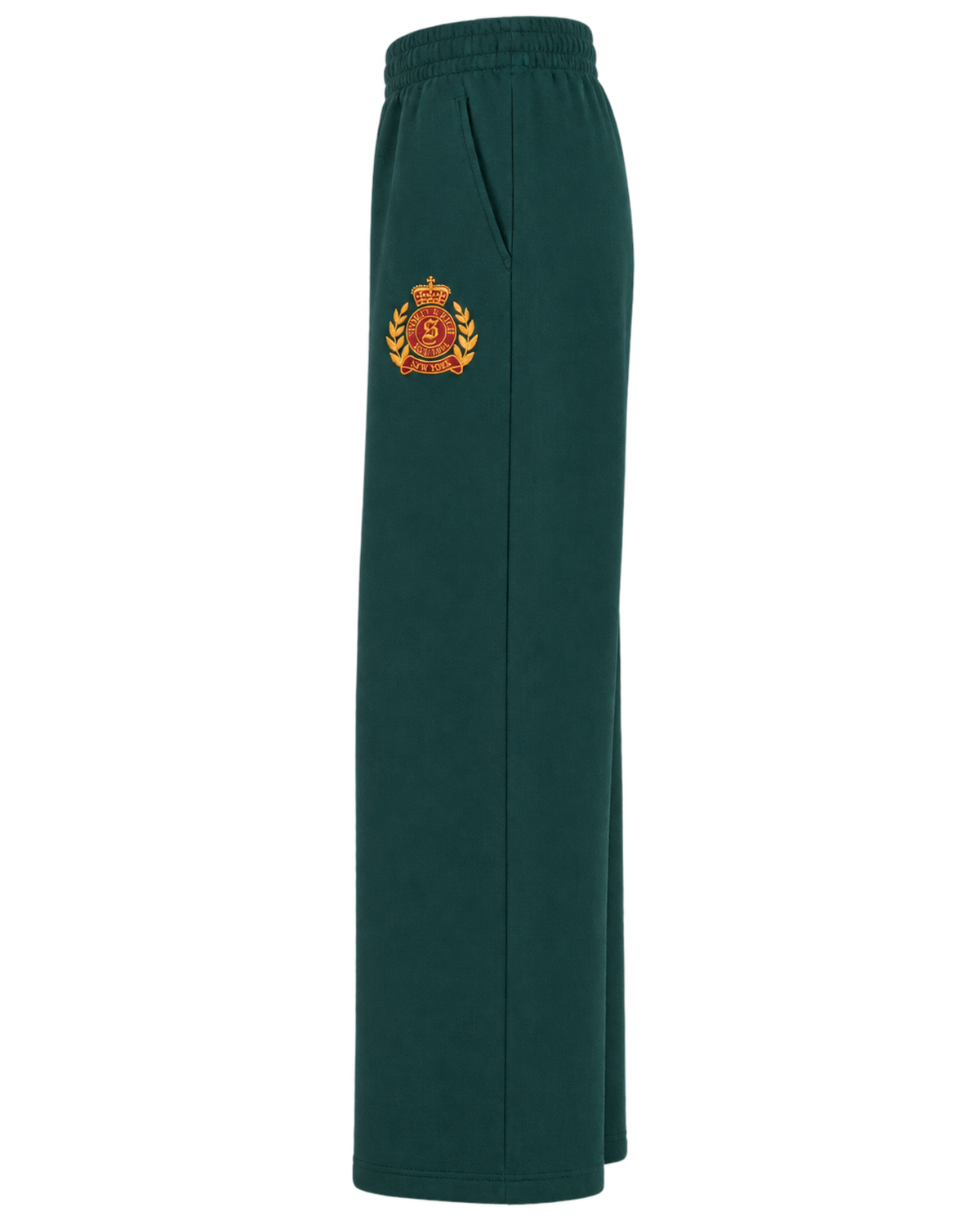 NY Crest Embroidered Wide Sweatpant - Forest