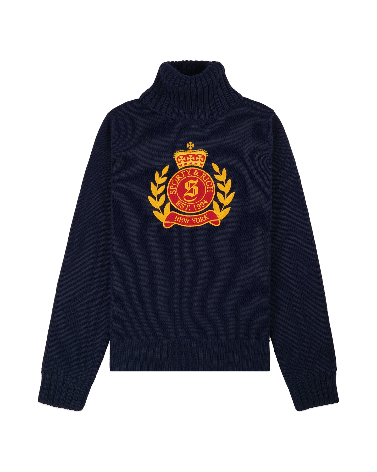 NY Crest Knitted Turtleneck - Navy