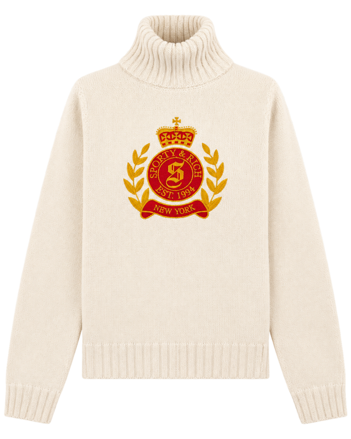 NY Crest Knitted Turtleneck - Ecru