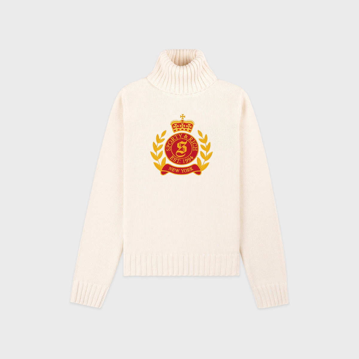 NY Crest Knitted Turtleneck - Ecru