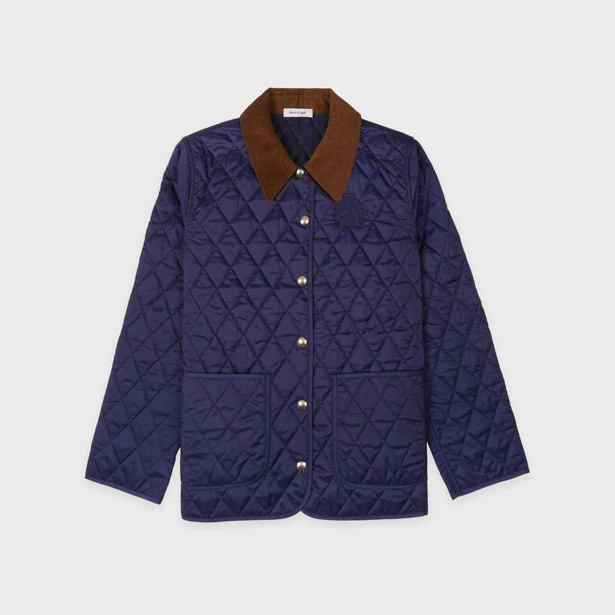 NY Crest Nylon Quilted Jacket - Navy/Tan