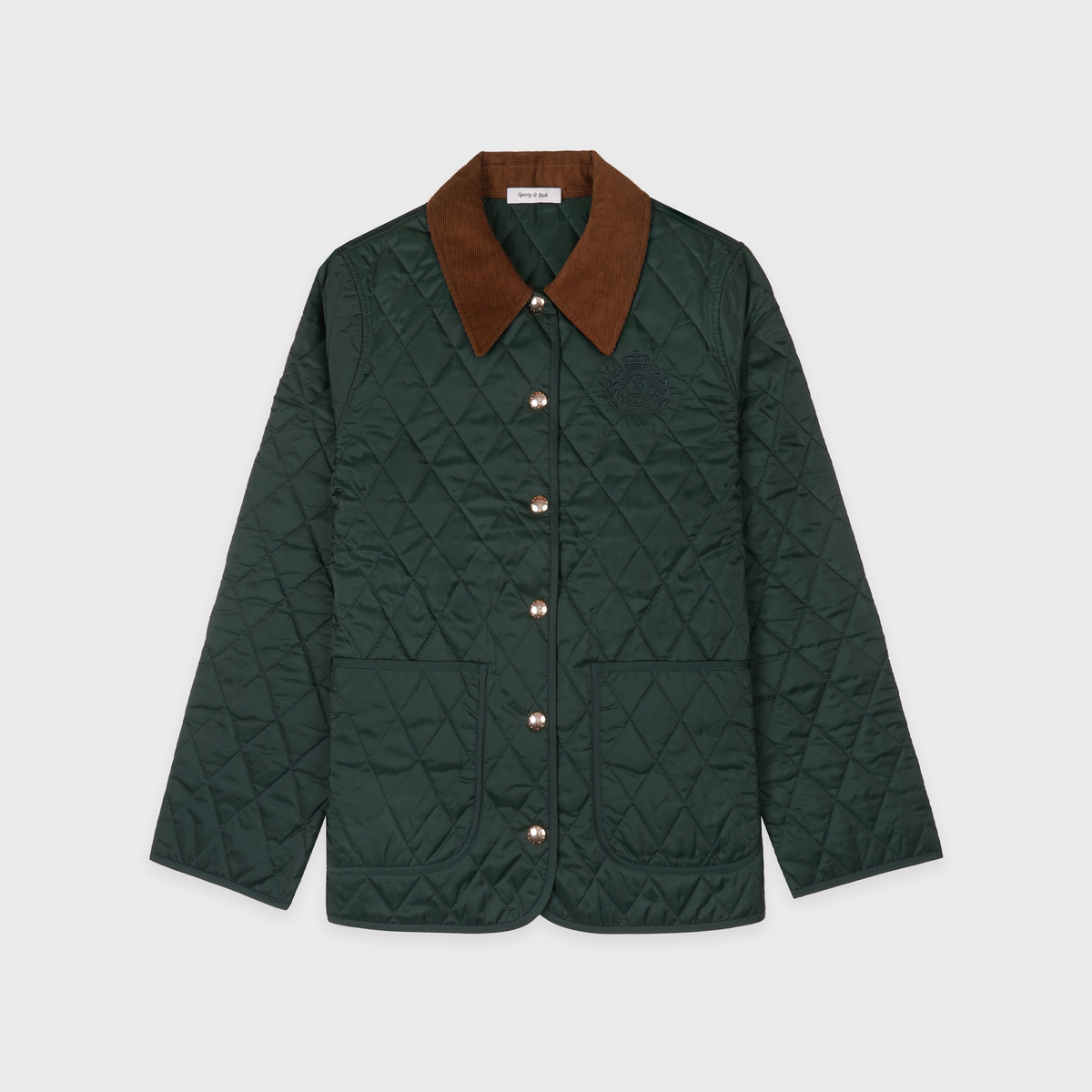 NY Crest Nylon Quilted Jacket - Forest/Tan