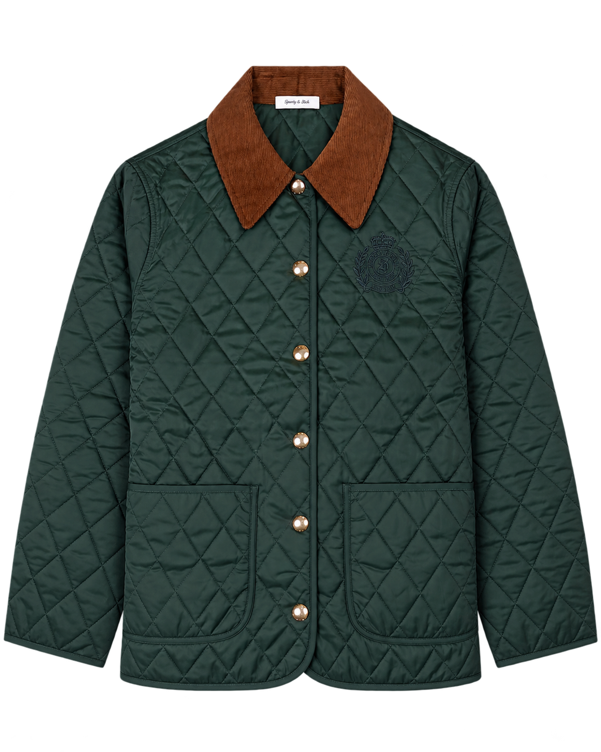 NY Crest Nylon Quilted Jacket - Forest/Tan