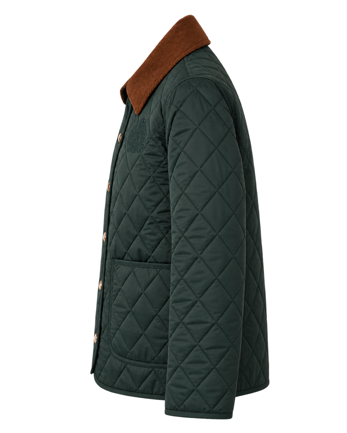 NY Crest Nylon Quilted Jacket - Forest/Tan