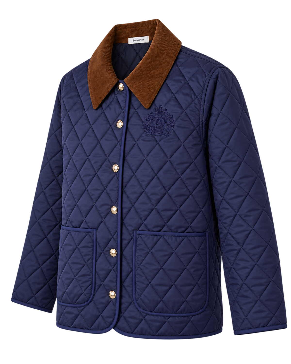 NY Crest Nylon Quilted Jacket - Navy/Tan