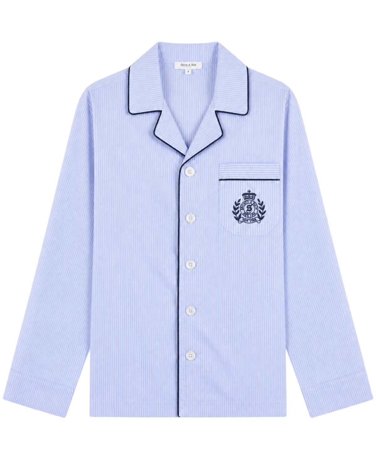 NY Crest Pyjama Shirt - Blue Stripe