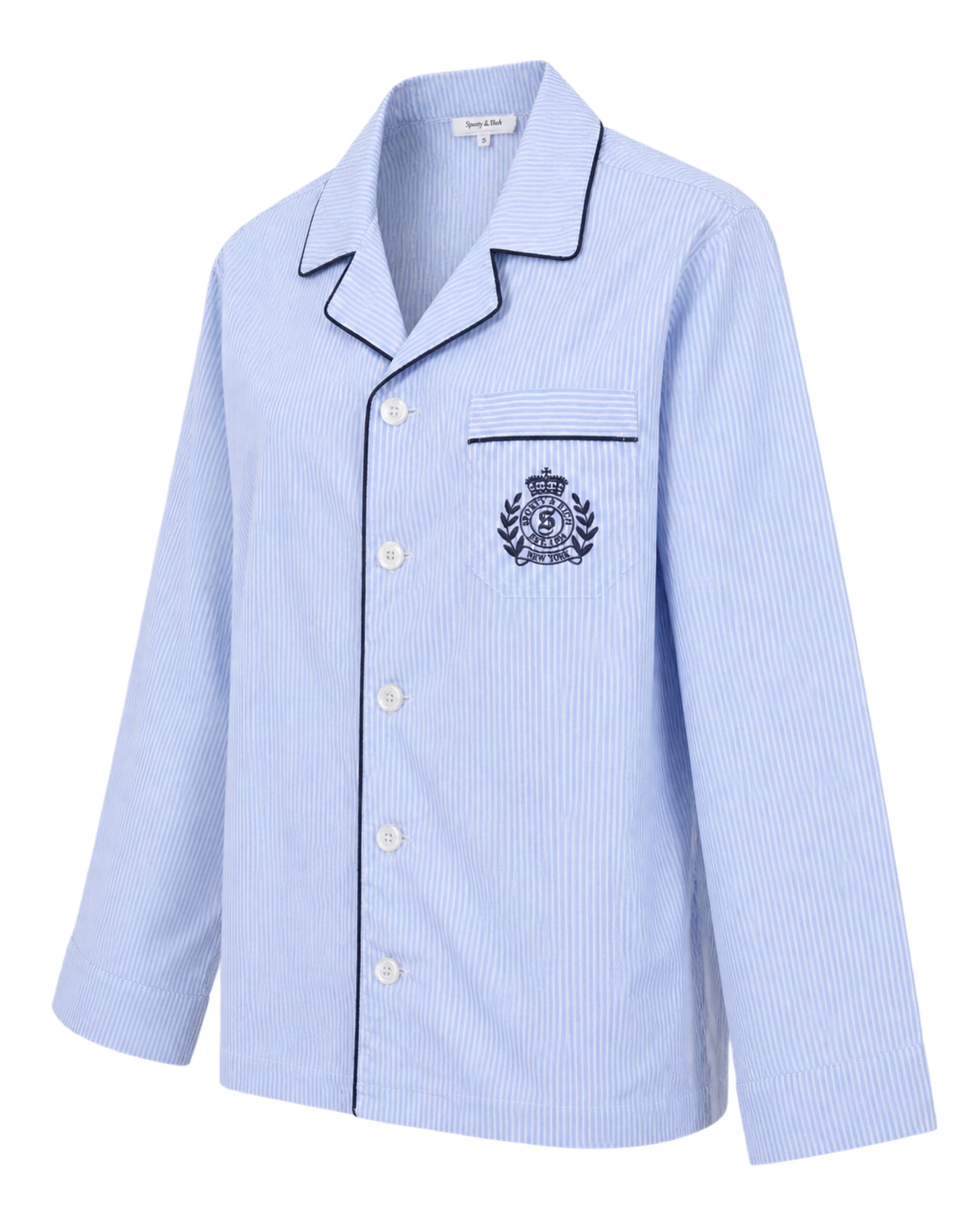 NY Crest Pyjama Shirt - Blue Stripe