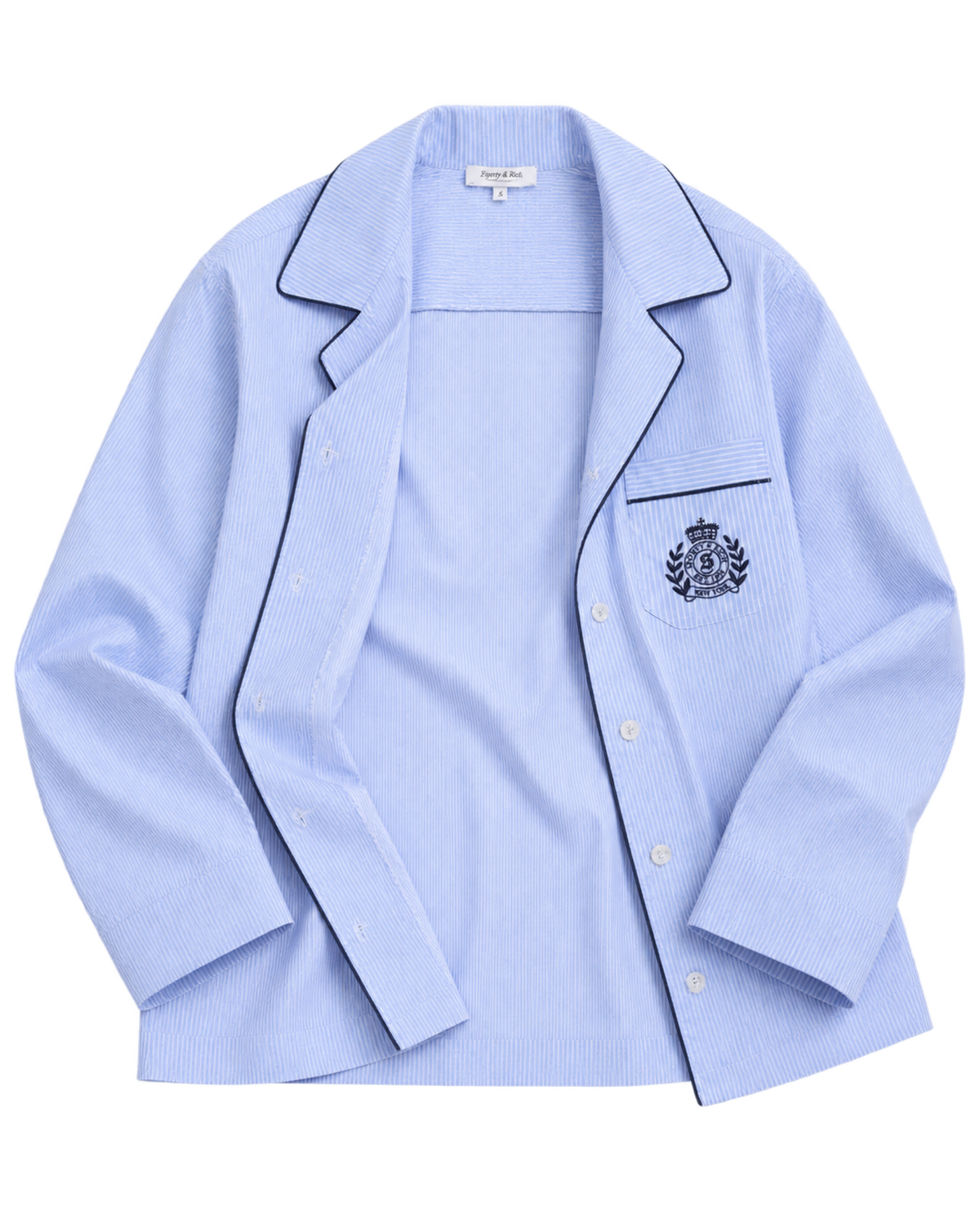 NY Crest Pyjama Shirt - Blue Stripe