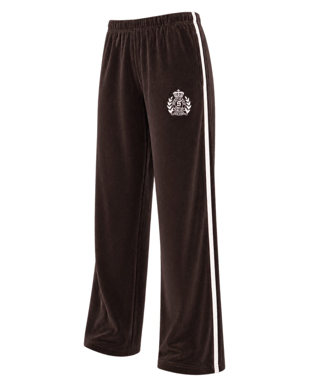 NY Crest Velour Sweatpant - Chocolate/Ecru
