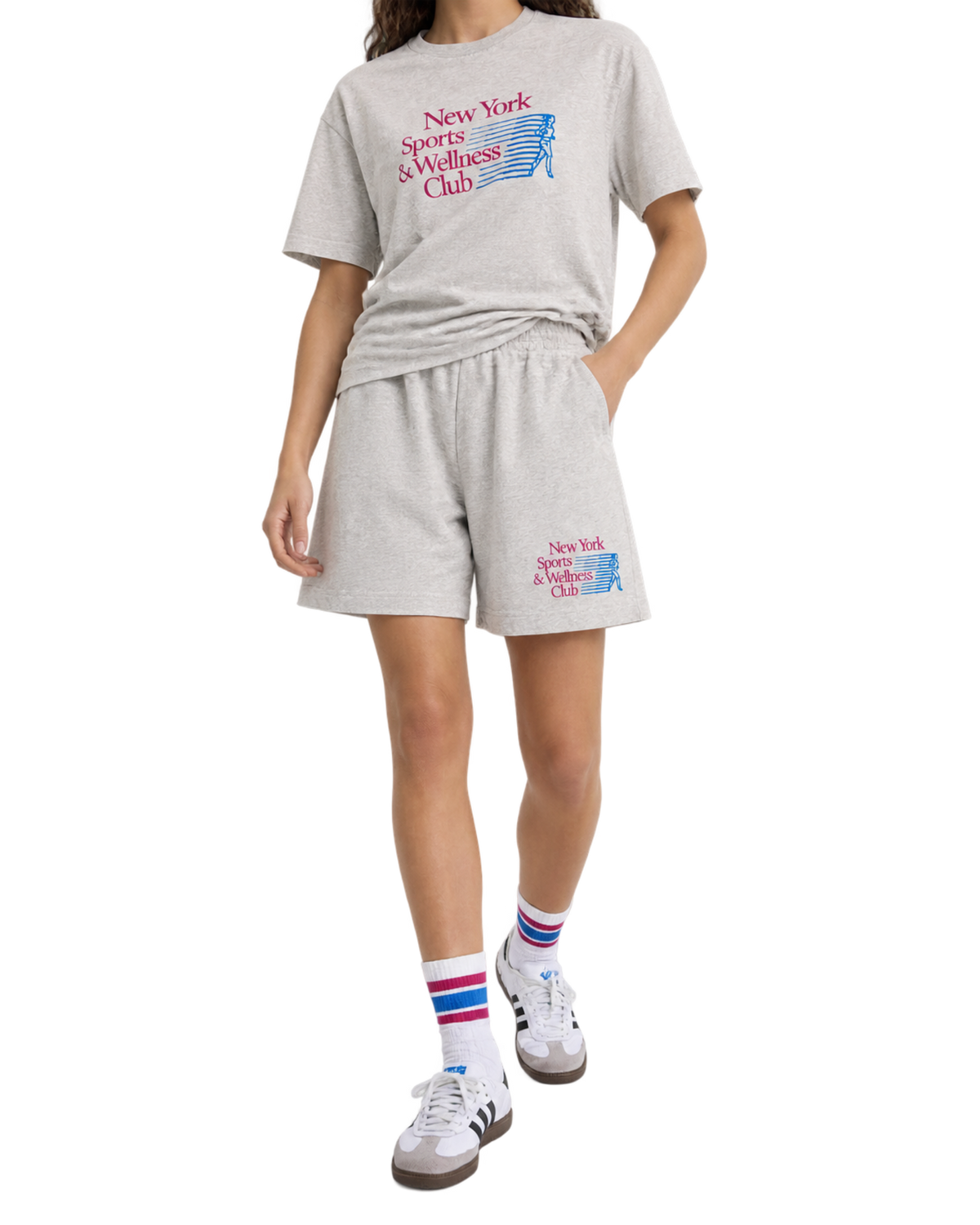 NY Motion Gym Short - Heather Gray/Berry/Azure