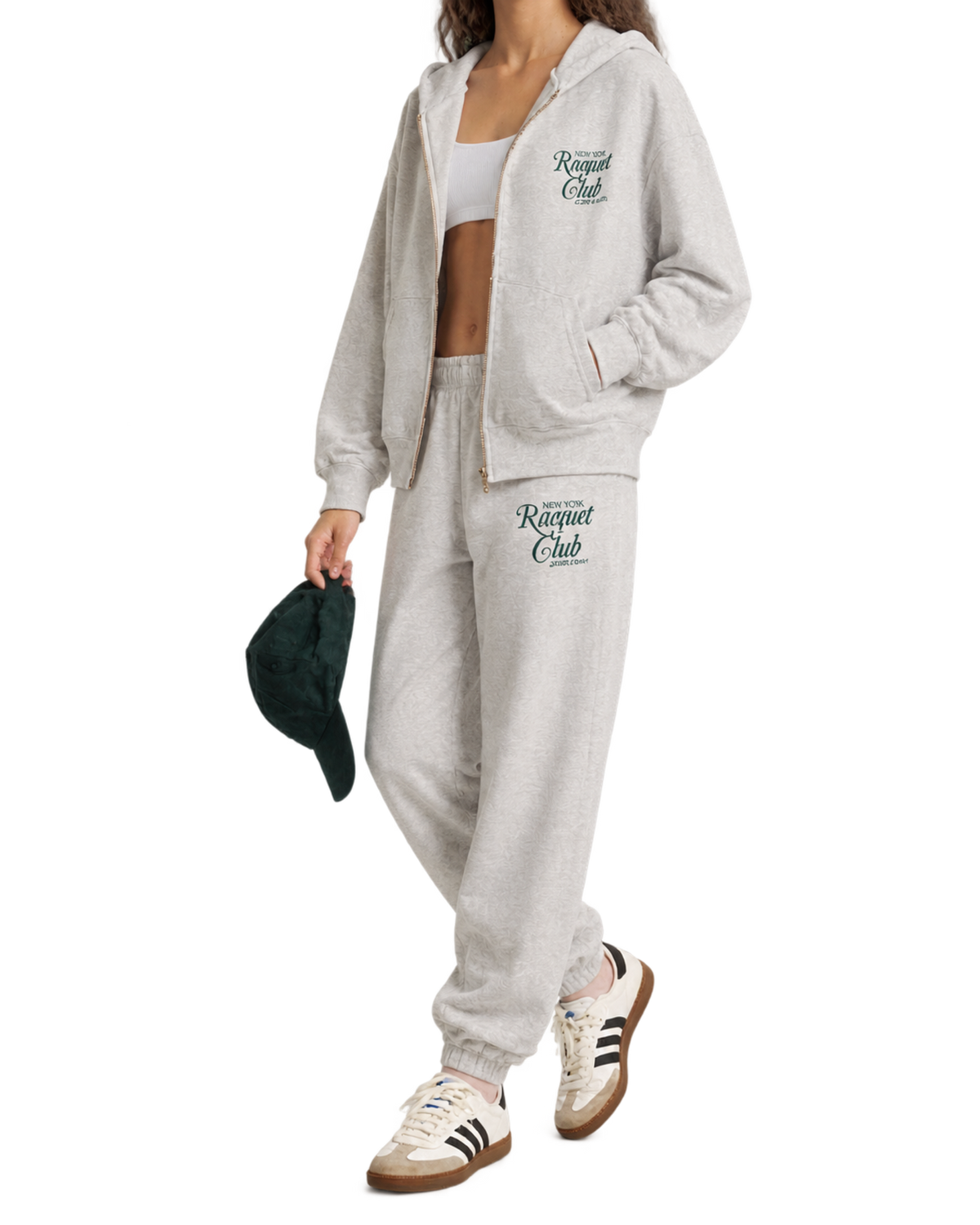 NYRC Zip Hoodie - Heather Gray/Forest