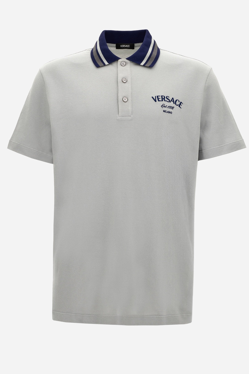 Versace Milano Embroidery Polo In Cotton Piquet