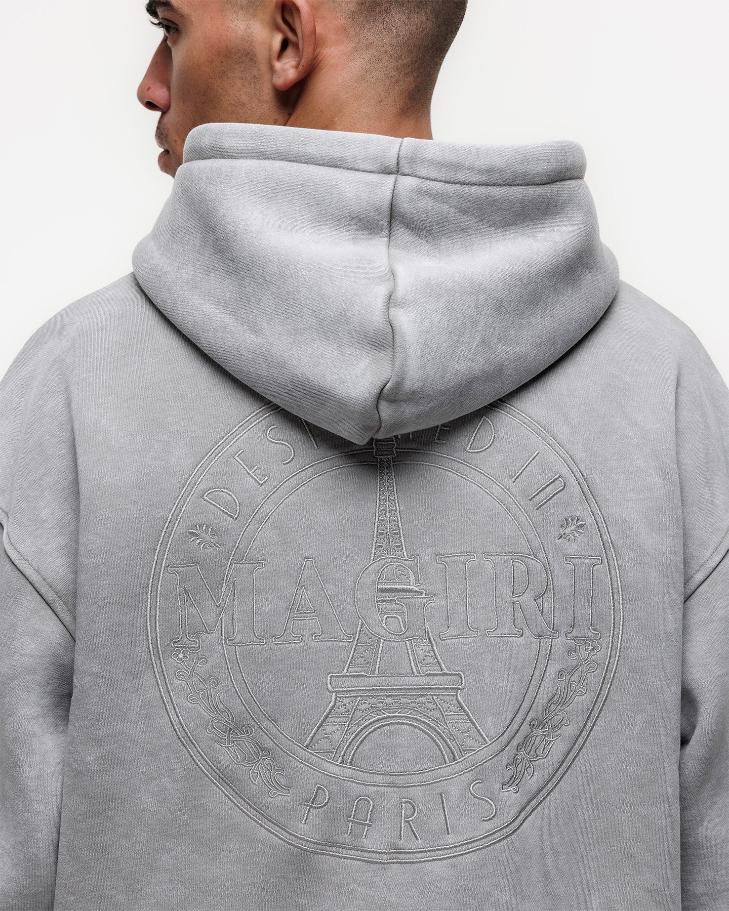 Magiri Embroidered Acid Wash Hoodie & Jogger Tracksuit in Washed Oatmeal