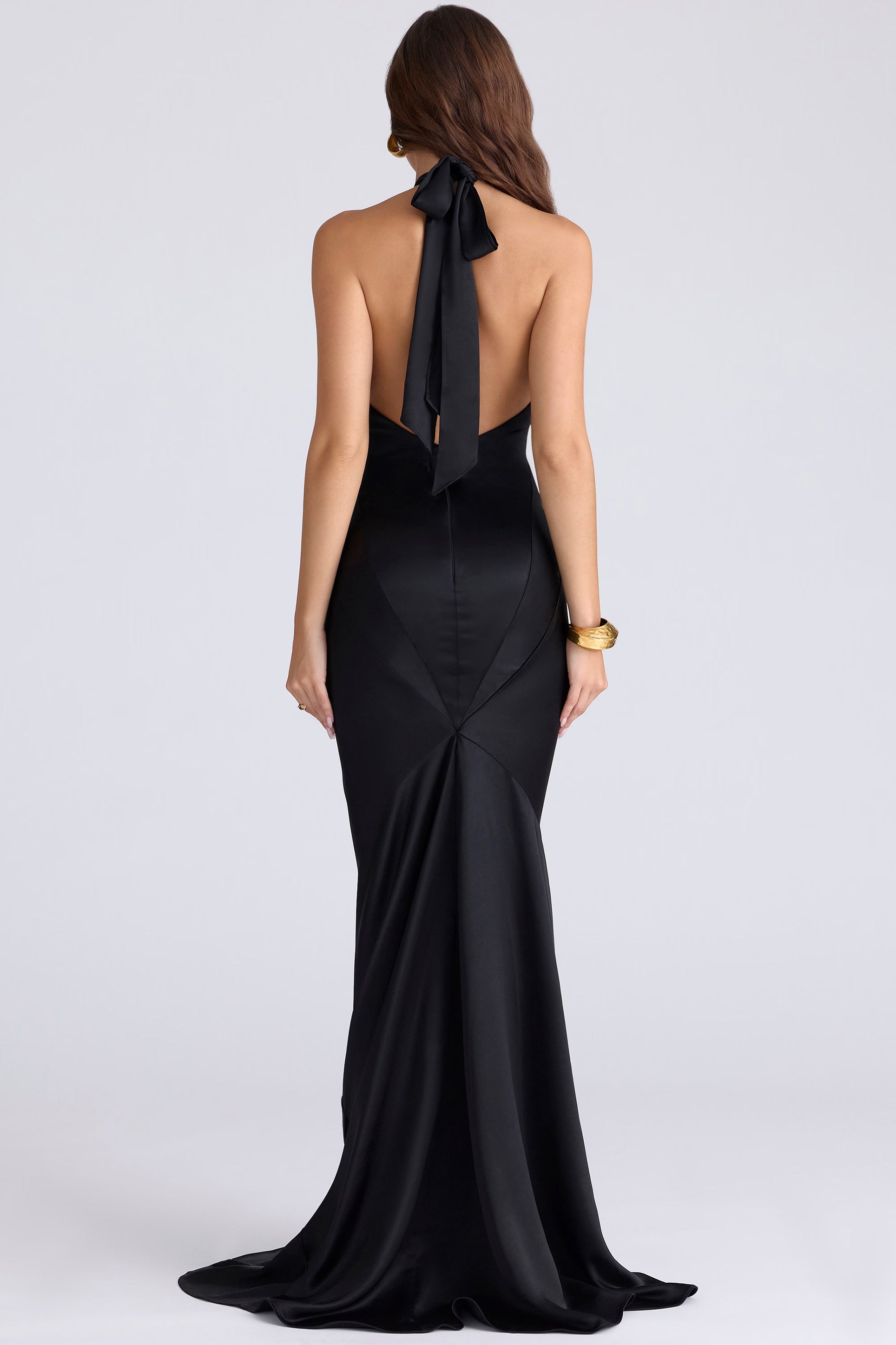 Oliviana black satin maxi dress