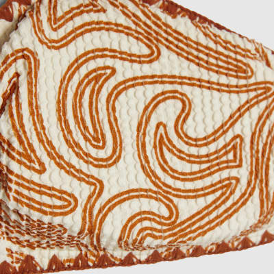Orange Cornelli Print Bandeau Bikini Top