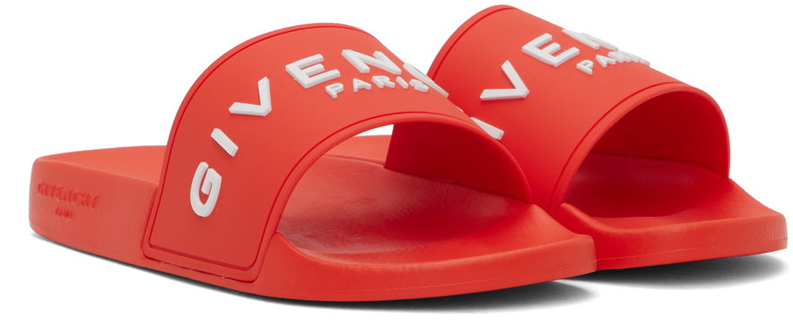 Givenchy Orange Embossed Slides