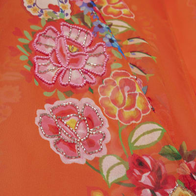 Orange Floral Tunic Beach Dress