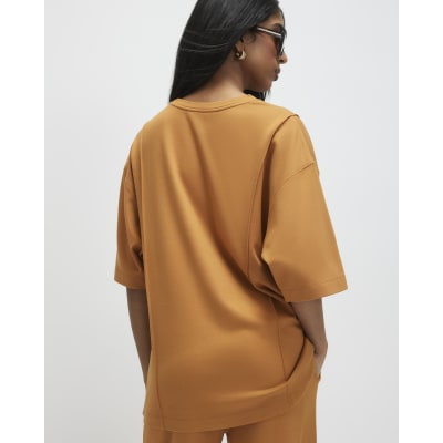 Orange Oversized Seam Front T-Shirt