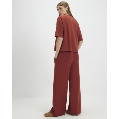 Orange Premium Drawstring Wide Leg Joggers