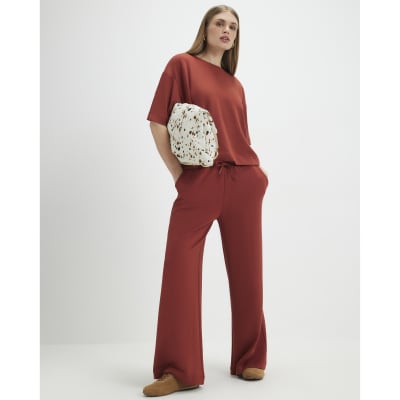 Orange Premium Drawstring Wide Leg Joggers