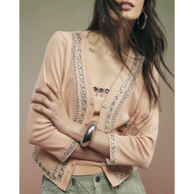 Orange Year Zero Embellished Trim Cardigan
