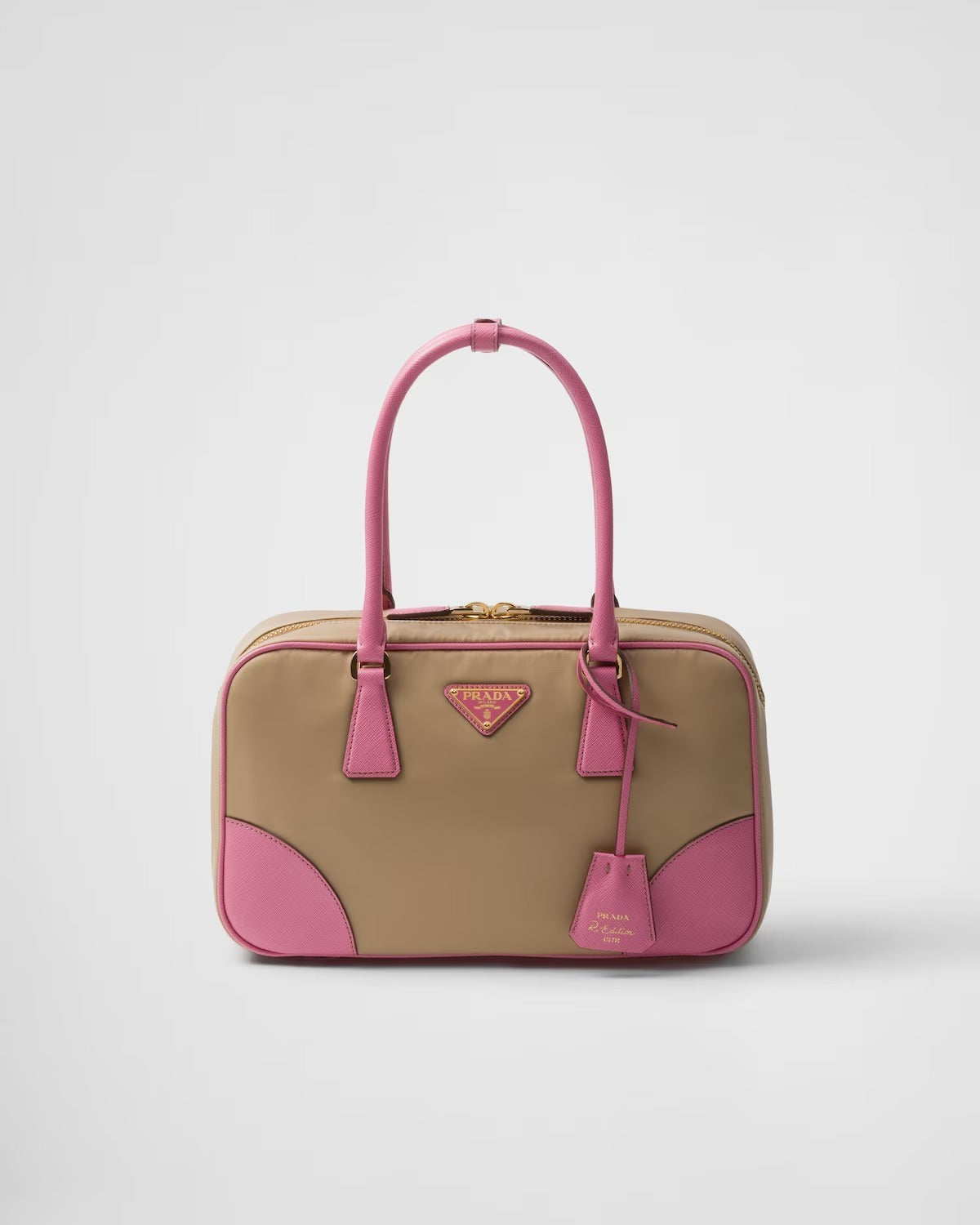 Prada Pink & Beige Top-Handle Bag