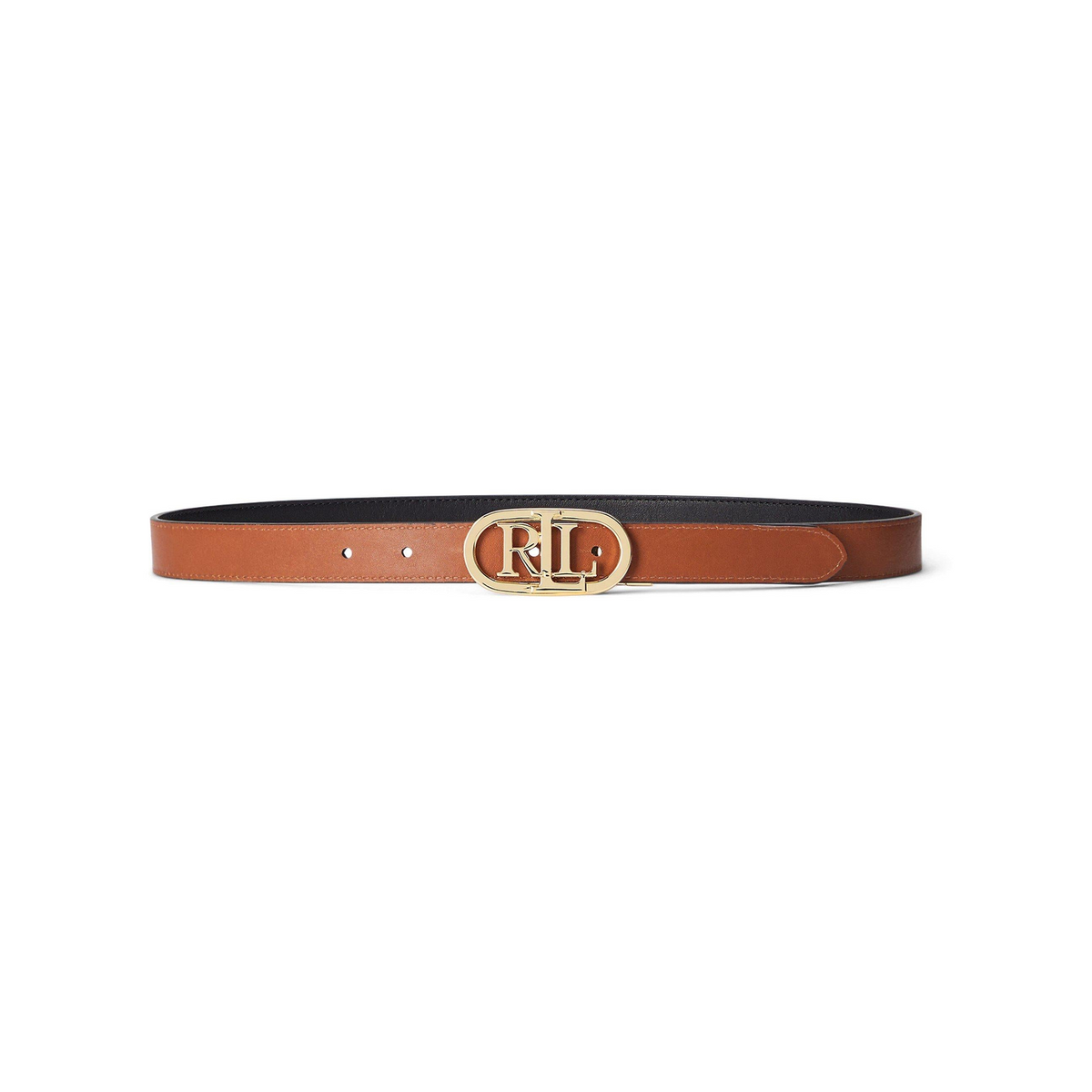 Oval-Logo Reversible Leather Skinny Belt