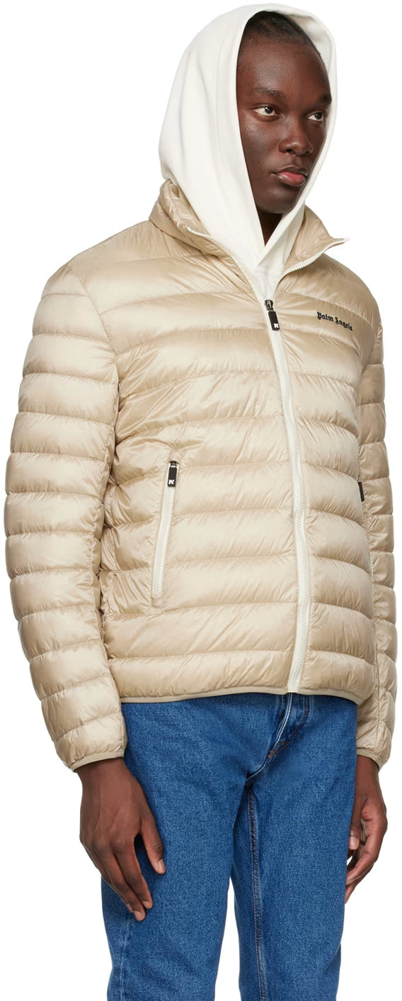 Beige Embroidered Down Jacket