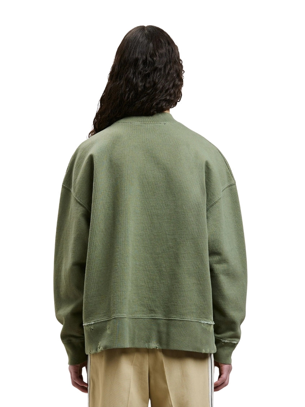 Palm Angels Burning Logo Green Sweatshirt