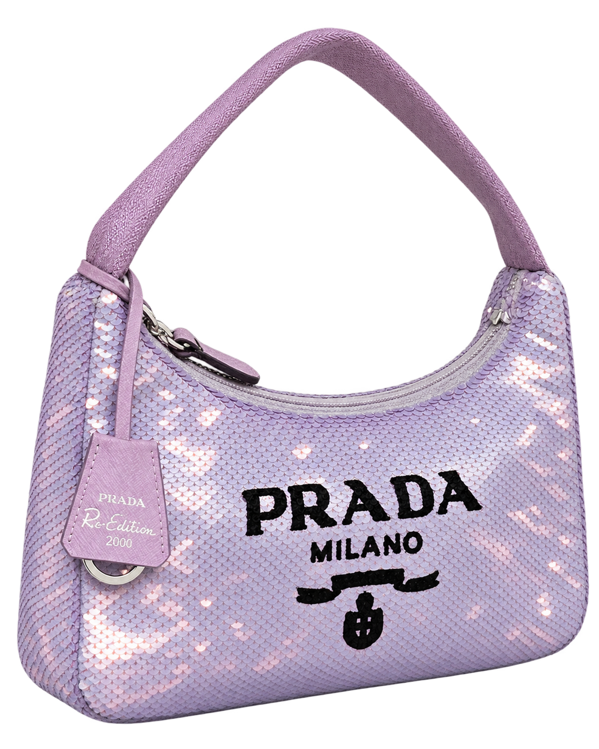 Paillettes Sequin Mini Re-Edition 2000 Bag Lilium Black