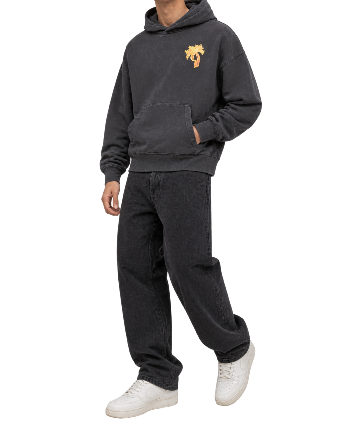 Palm Angels Burning Palm Cotton Hoodie
