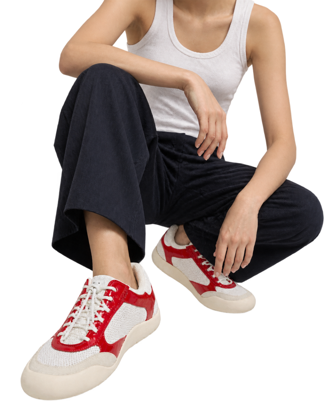 Patent Leather-Mesh Speedrock Sneakers