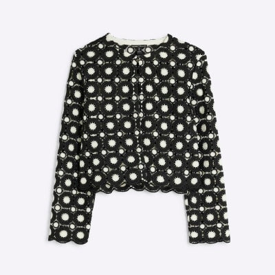 Petite Black Crochet Short Jacket